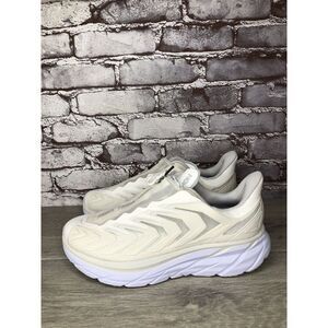HOKA Project Clifton Blanc de Blanc Lunar Rock White Mesh Center Zip Gym Women 9